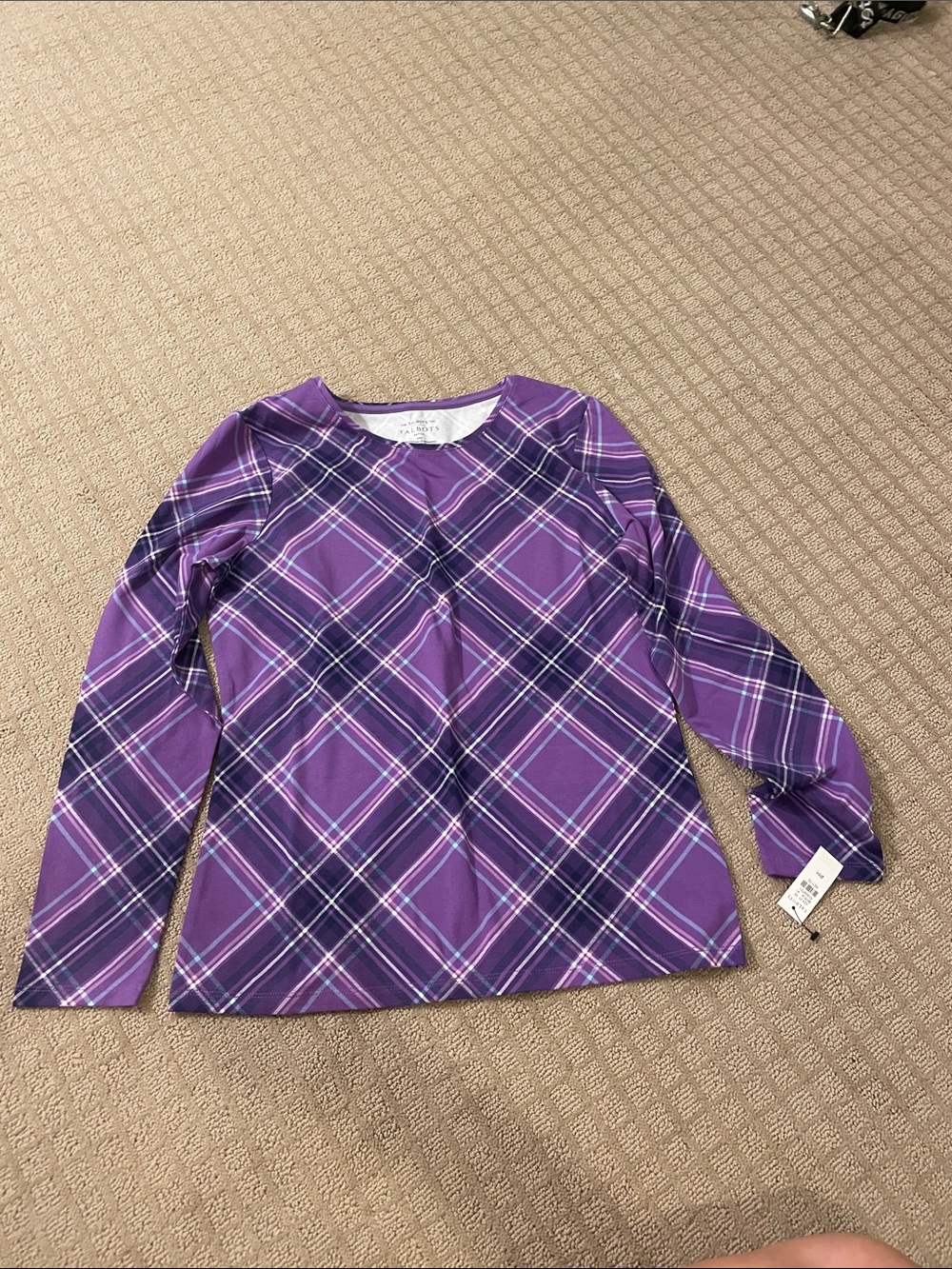 Talbots Purple Plaid Long-Sleeve Tee